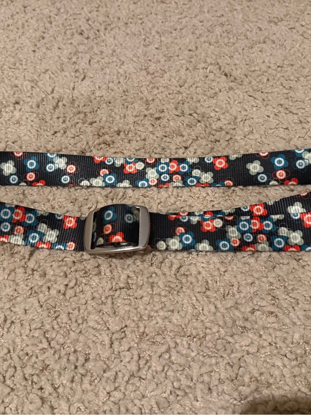 Croakies Flower Ribbon Belt with Multicolor Circles &  Silver Accents adjustable